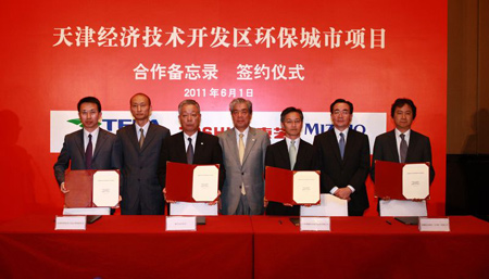 天津經(jīng)濟(jì)技術(shù)開發(fā)區(qū)環(huán)保城市項目合作備忘錄簽約儀式合影1