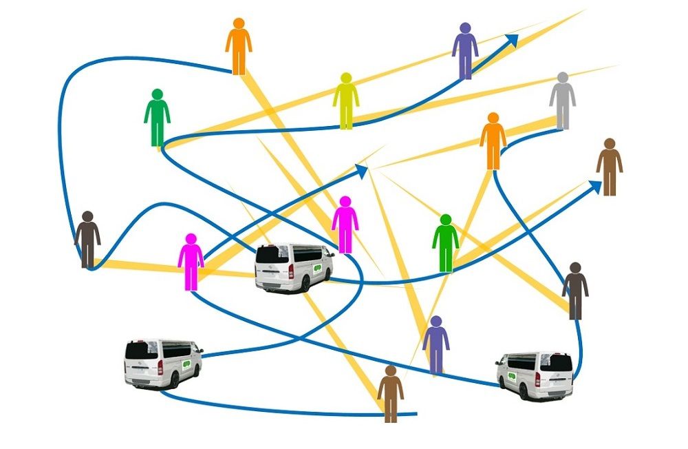 Convehicle的運(yùn)行計(jì)劃示意圖。乘車點(diǎn)大多設(shè)置在垃圾回收站（注1）附近，僅需從家出門扔垃圾的距離便可使用Convehicle。