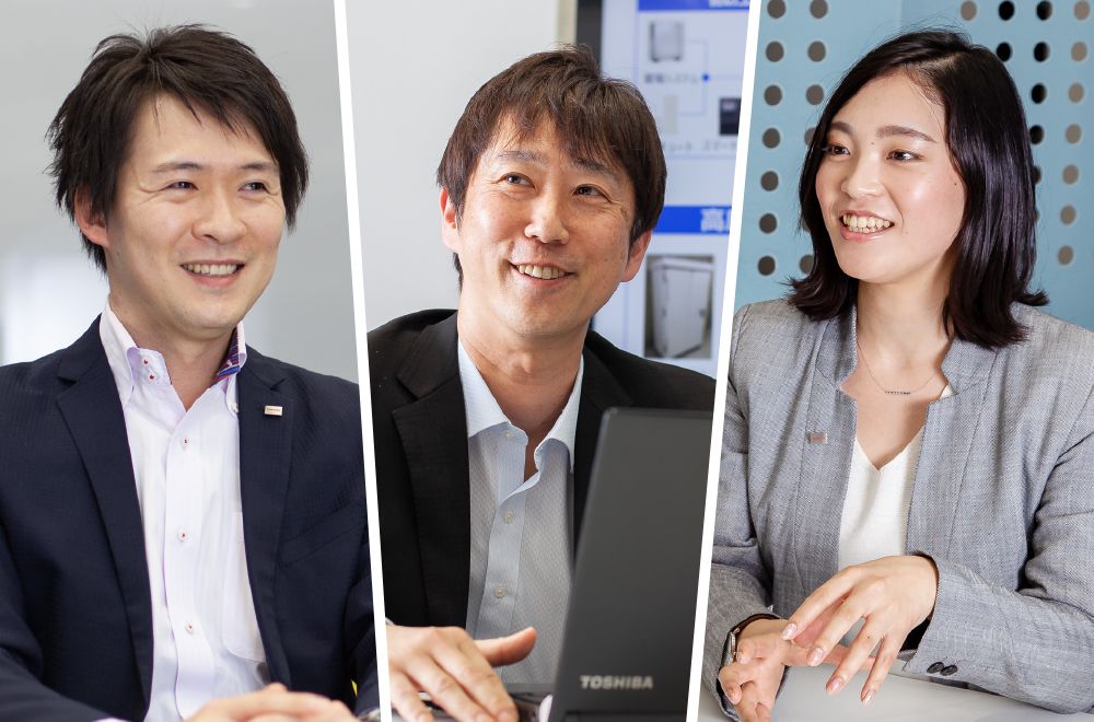東芝能源系統(tǒng)株式會社 Grid Aggregation事業(yè)部能源物聯(lián)網推進部 （左起依次）木村功太朗先生、新貝英己先生、丸山保奈美女士